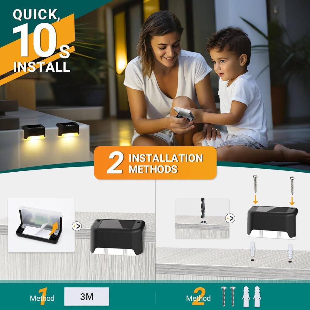 Waterproof LED Solar Powered Deck Stair Outdoor Light (Pack of 2)